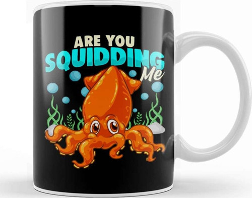 Cute & Funny Are You Squidding Me Joke Squid Pun Kupa Bardak Porselen