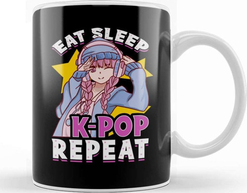 Cute & Funny Eat Sleep K Pop Repeat Korean Music Kupa Bardak Porselen