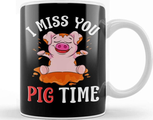 Cute & Funny I Miss You Pig Time Baby Piglet Pun Kupa Bardak Porselen