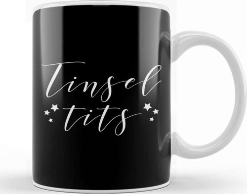 Christmas Tinsel Tits Slogan Kupa Bardak Porselen