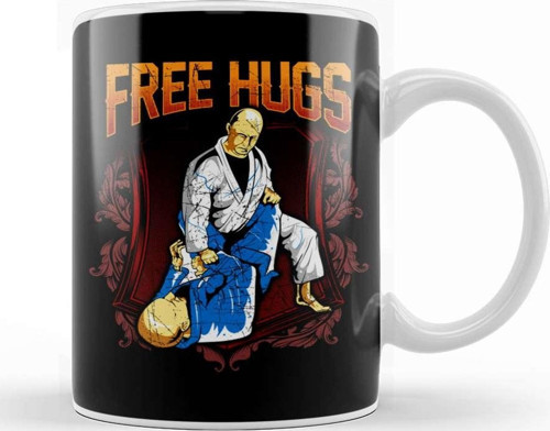 Free Hugs Bjj Jiu Jitsu Pun Awesome Martial Arts Kupa Bardak Porselen