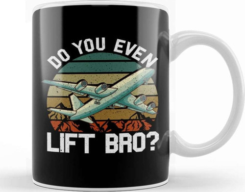 Funny Do You Even Lift Bro Airplane Pilot Flying Kupa Bardak Porselen