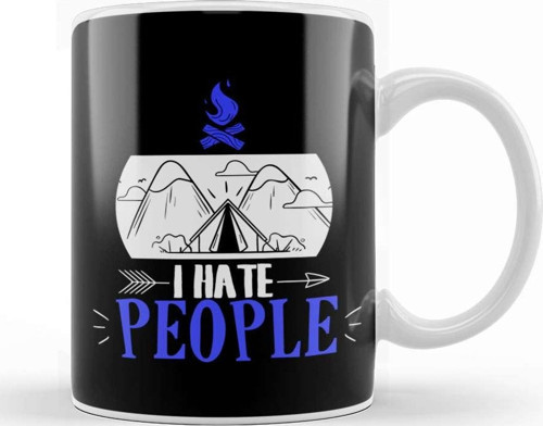 Funny I Hate People Camping Pun Introvert Camper Kupa Bardak Porselen