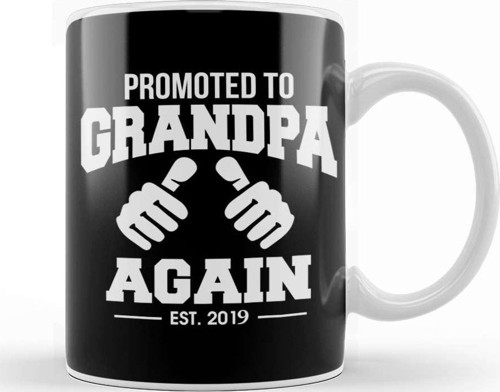 Funny Promoted To Grandpa Again 2019 Grandfather Kupa Bardak Porselen