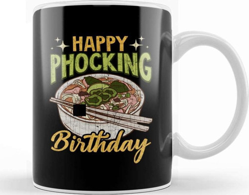 Happy Phocking Birthday Funny Pho Pun Distressed Kupa Bardak Porselen