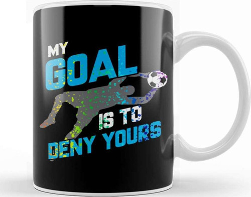 My Goal Is To Deny Yours Goalie Rainbow Splatter Kupa Bardak Porselen