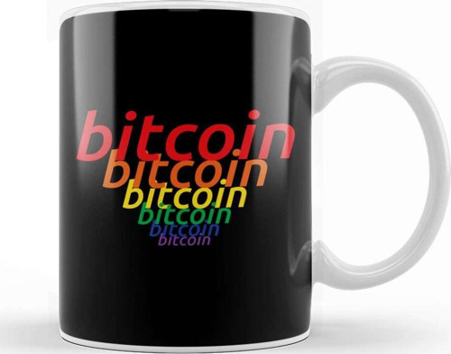 Bitcoin Rainbow Cascade Colour Logo Kupa Bardak Porselen
