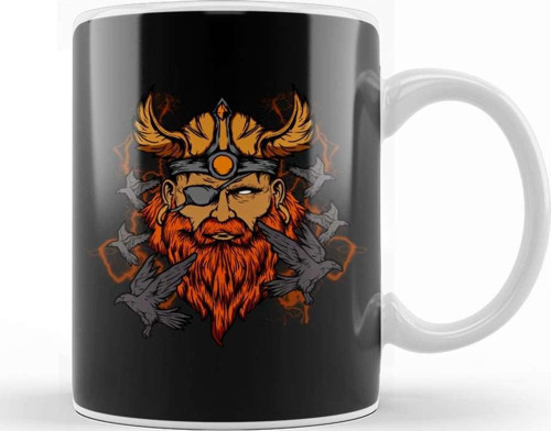 Odin The Norse Mythology Viking God & His Ravens Kupa Bardak Porselen