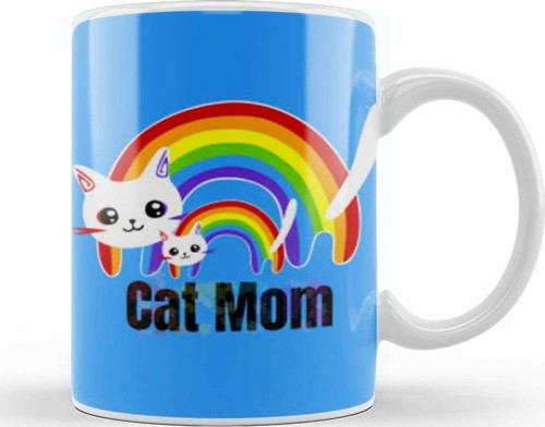 Cat Mom Rainbows Mothers Day Kupa Bardak Porselen