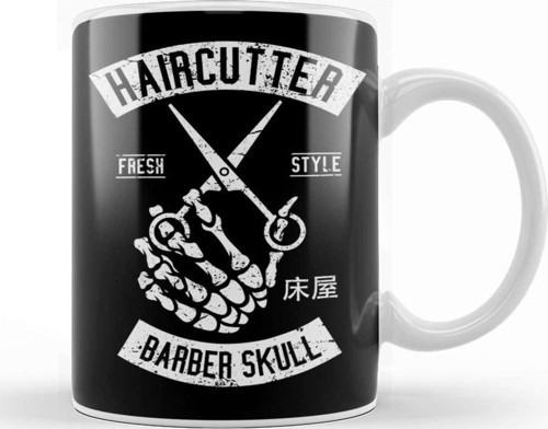 Haircutter Fresh Style Barber Skull Kupa Bardak Porselen