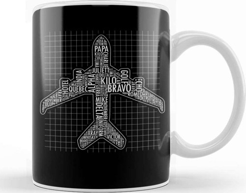 Phonetic Alphabet Airplane Pilot Flying Aviation Kupa Bardak Porselen