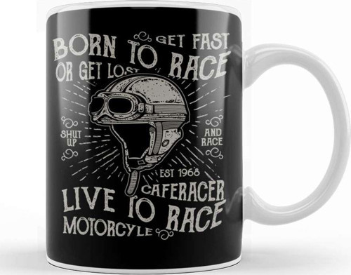 Motorbike Born To Race Live To Race Kupa Bardak Porselen