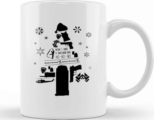 Die Hard Christmas Tree Silhouette Kupa Bardak Porselen