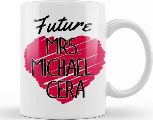 Future Mrs Michael Cera Love Heart Kupa Bardak Porselen