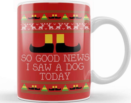 Good News Elf Quote Christmas Knit Kupa Bardak Porselen