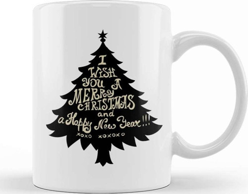 Yılbaşı Yeni Yıl Konseptli Merry Christmas Ağaç Kupa Bardak Porselen