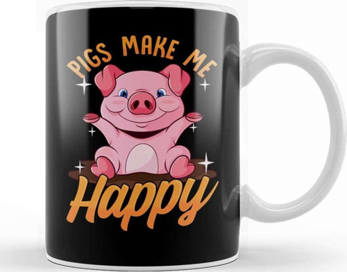 Pigs Make Me Happy Adorable Piglet Kupa Bardak Porselen