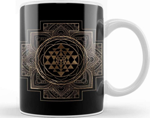 Sri Yantra Sri Chakra Lotus Framed Kupa Bardak Porselen