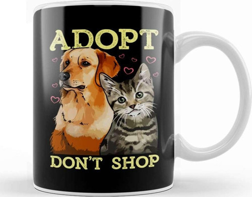 Adopt Don T Shop Cute Cat & Dog Rescue Adoption Kupa Bardak Porselen
