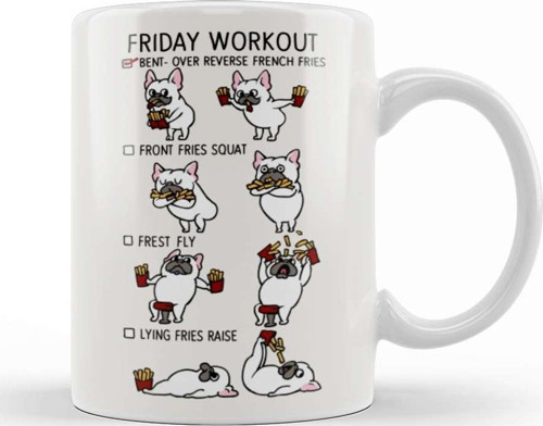Friday Workout With French Bulldog Kupa Bardak Porselen