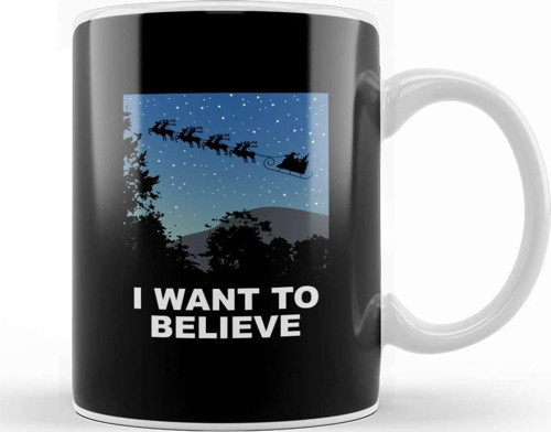 Christmas I Want To Believe Sleigh Kupa Bardak Porselen