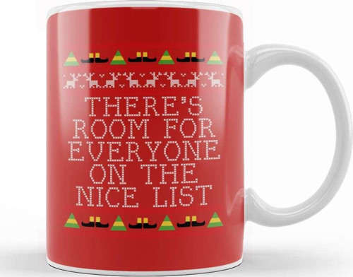 Nice List Elf Quote Christmas Knit Kupa Bardak Porselen