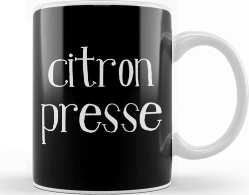 French Slogan Citron Presse Kupa Bardak Porselen