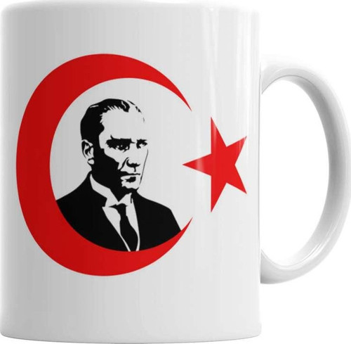 Mustafa Kemal Atatürk Türkbayrağı Kupa Bardak Porselen