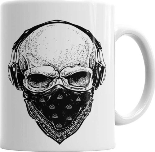 Skull Branca Feminina E Masculina Kupa Bardak Porselen