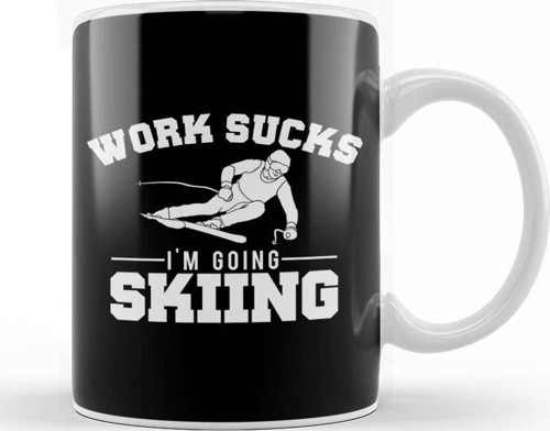 Work Sucks I M Going Skiing Funny Kupa Bardak Porselen