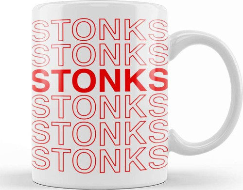 Stonks Funny Meme Investing Stock Kupa Bardak Porselen