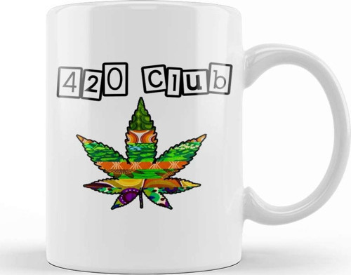 420 Club Purple Marijuana Leaf 01 Kupa Bardak Porselen