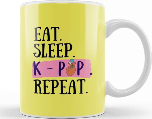Eat Sleep Kpop Repeat Funny Quote Kupa Bardak Porselen