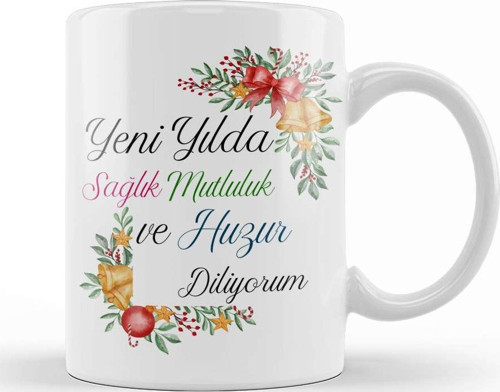 Yeni Yıl Hediyesi Mutlu Yıllar 05 Kupa Bardak Porselen