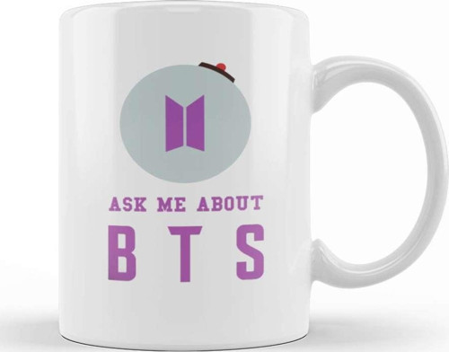 Ask Me About Bts Typography Kupa Bardak Porselen