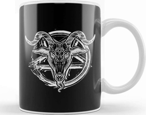 Baphomet Satanic Pentagram Symbol Kupa Bardak Porselen