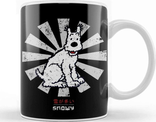 Snowy Retro Japanese Tintin Kupa Bardak Porselen
