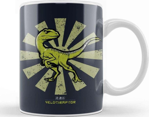 Velociraptor Retro Japanese Kupa Bardak Porselen