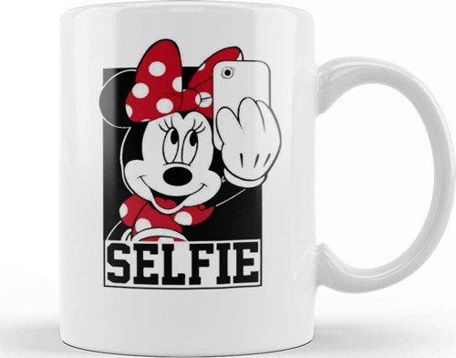 Miki Mouse Minnie Tirando Selfie Kupa Bardak Porselen