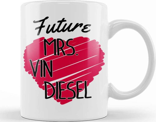 Future Mrs Vin Diesel Love Heart Kupa Bardak Porselen