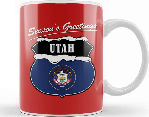 Seasons Greetings Utah Christmas Kupa Bardak Porselen