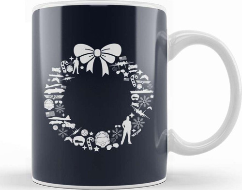 Top Gun Christmas Wreath Pattern Kupa Bardak Porselen