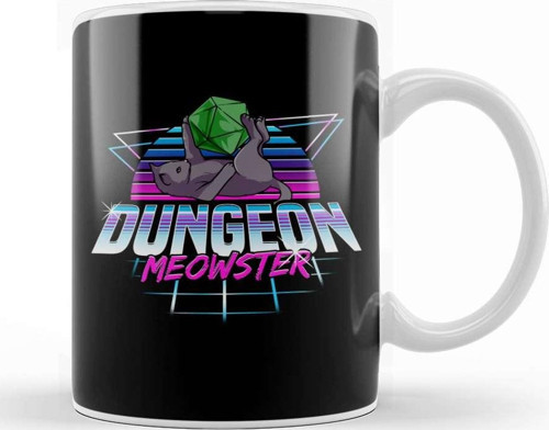Dungeon Meowster Cute Cat Gaming Kupa Bardak Porselen