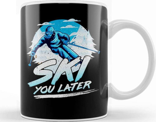 Ski You Later Awesome Skiing Pun Kupa Bardak Porselen