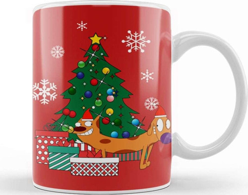 Catdog Around The Christmas Tree Kupa Bardak Porselen