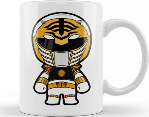 Chibi White Ranger Power Rangers Kupa Bardak Porselen