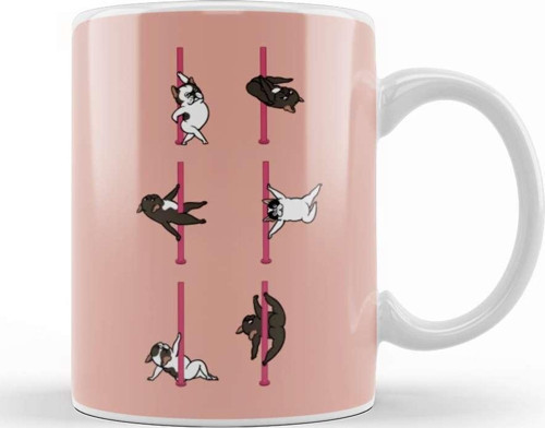 French Bulldog Pole Dancing Club Kupa Bardak Porselen