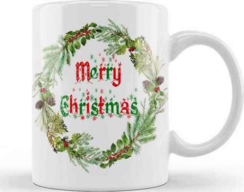 Yılbaşı Yeni Yıl Konseptli Merry Christian Kupa Bardak Porselen