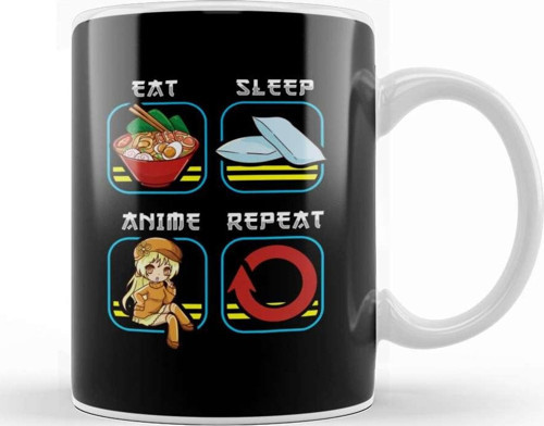 Eat Sleep Anime Repeat Cute Anime Obsessed Kupa Bardak Porselen