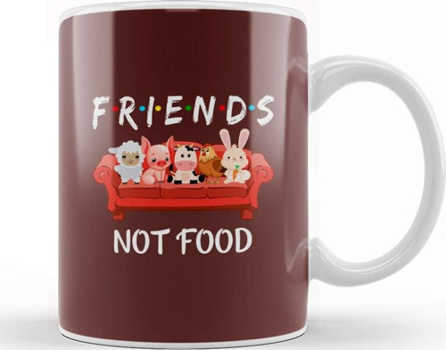 Friends Not Food Go Vegan Vegetarians Gift Kupa Bardak Porselen
